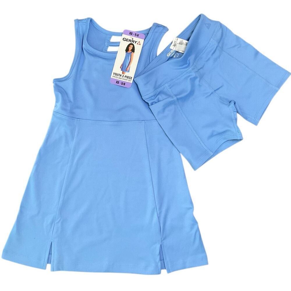 Gerry Girls Active Sleeveless Dress Bike Shorts 2 piece Blue Size XS NWT